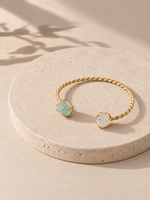 Load image into Gallery viewer, Aqua and White Twin Stone Twisted Kada