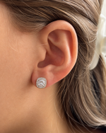 Load image into Gallery viewer, Clear Stone Cushion Cluster Stud Earrings