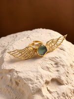 Load image into Gallery viewer, Green Stone Wing Ring