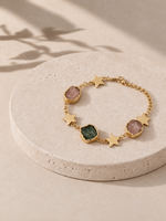 Load image into Gallery viewer, Lilac and Green Stone Star Charm Bracelet