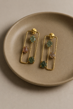 Load image into Gallery viewer, Multicolour Stone Open Frame Earrings