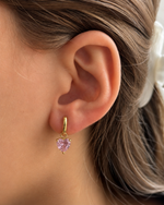 Load image into Gallery viewer, Pink Heart Charm Hoop Earrings