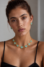 Load image into Gallery viewer, aqua-stone-link-necklace
