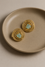 Load image into Gallery viewer, Aqua Stone Spiral Stud Earrings

