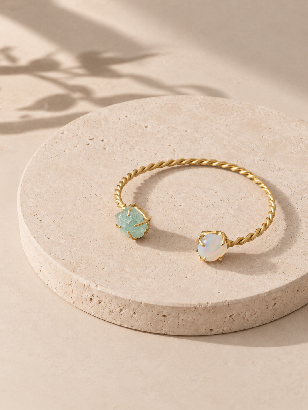 Aqua and White Twin Stone Twisted Kada