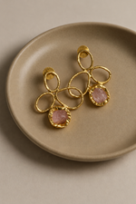 Load image into Gallery viewer, Blush Stone Linked Oval Earrings
