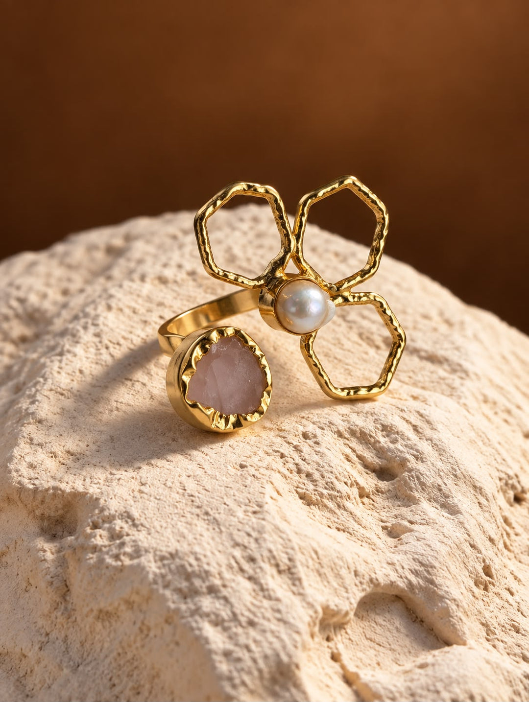 Blush Stone Open Petal Ring