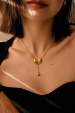 Load image into Gallery viewer, Bow and Heart Drop Necklace
