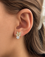 Load image into Gallery viewer, Clear Stone Floral Cluster Earrings
