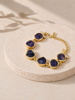 Load image into Gallery viewer, Deep Purple Uncut Stone Link Bracelet

