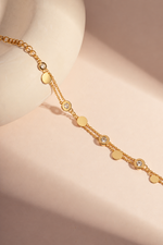 Load image into Gallery viewer, Disc and Round Stone Chain Bracelet

