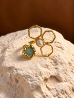 Load image into Gallery viewer, Green Stone Open Petal Ring
