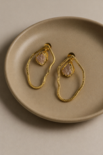 Load image into Gallery viewer, Lilac Stone Organic Loop Earrings
