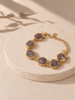 Load image into Gallery viewer, Lilac Uncut Stone Link Bracelet
