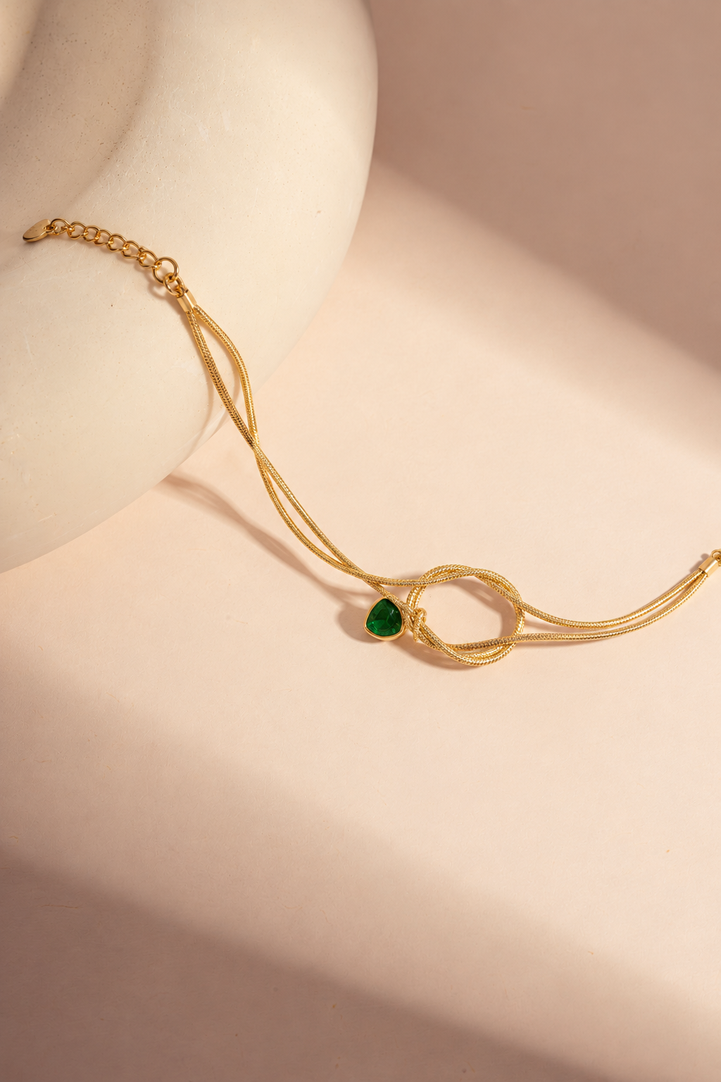 Loop knot and green accent bracelet