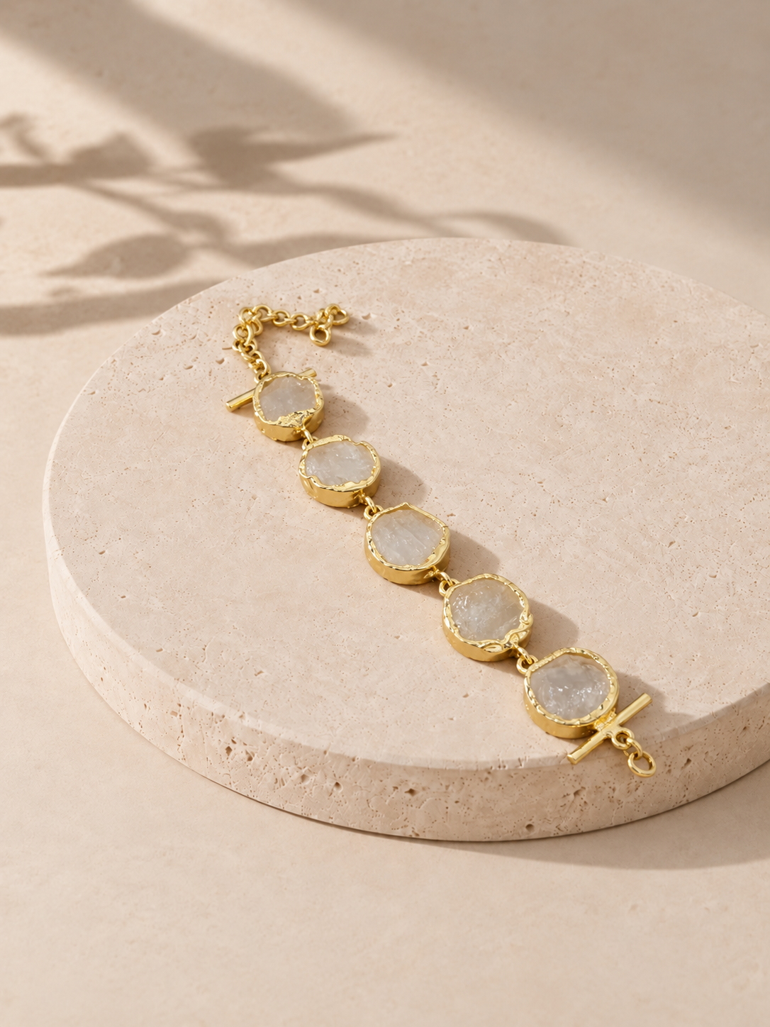 Milky white stone link bracelet