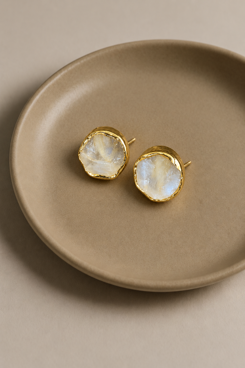 Milky White Stone Stud Earrings