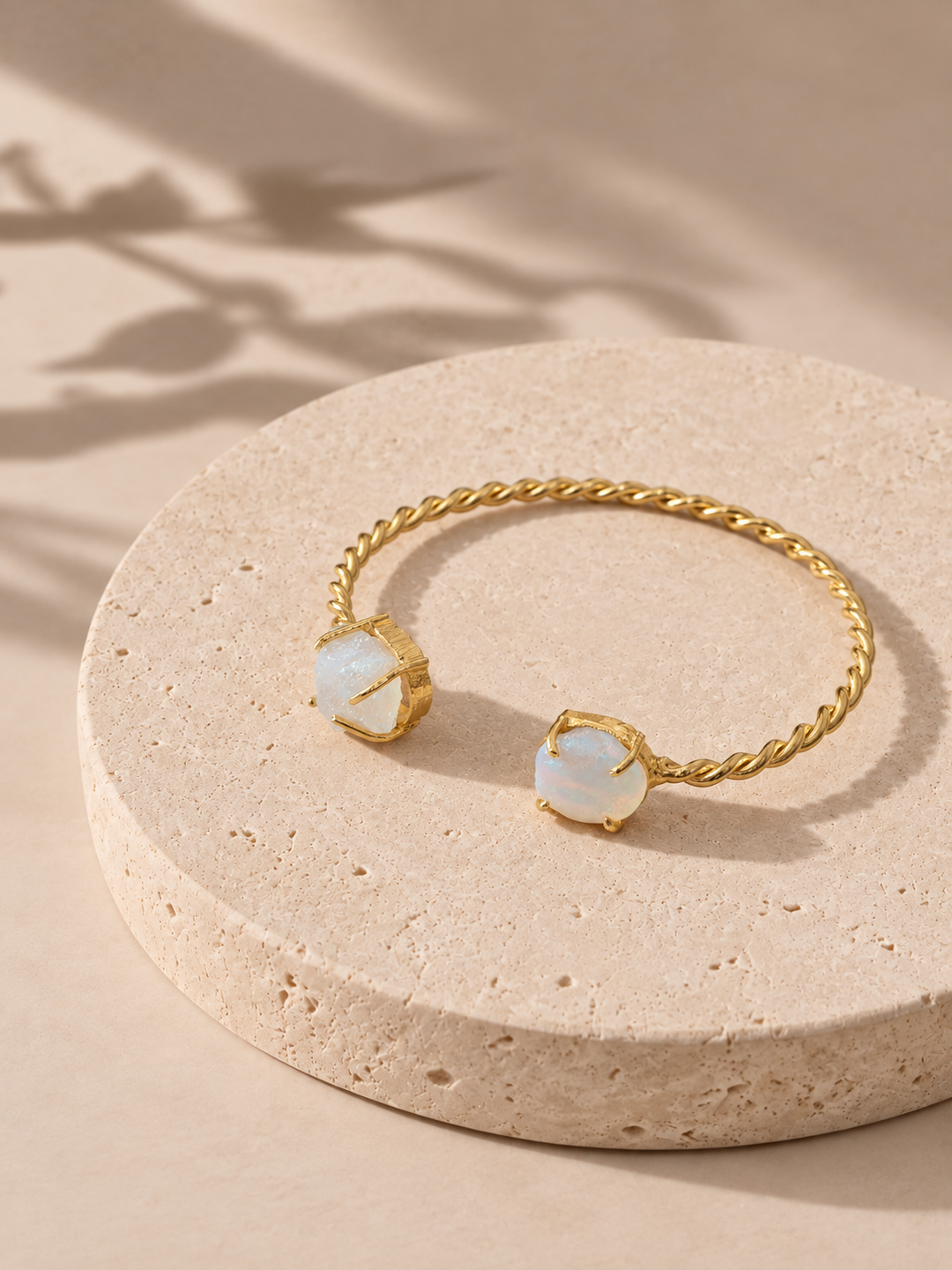 Milky White Twin Stone Twisted Kada
