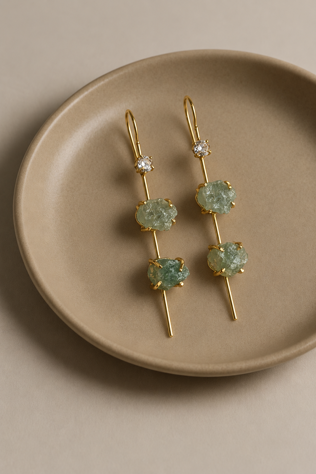 Mint stone linear drop earrings