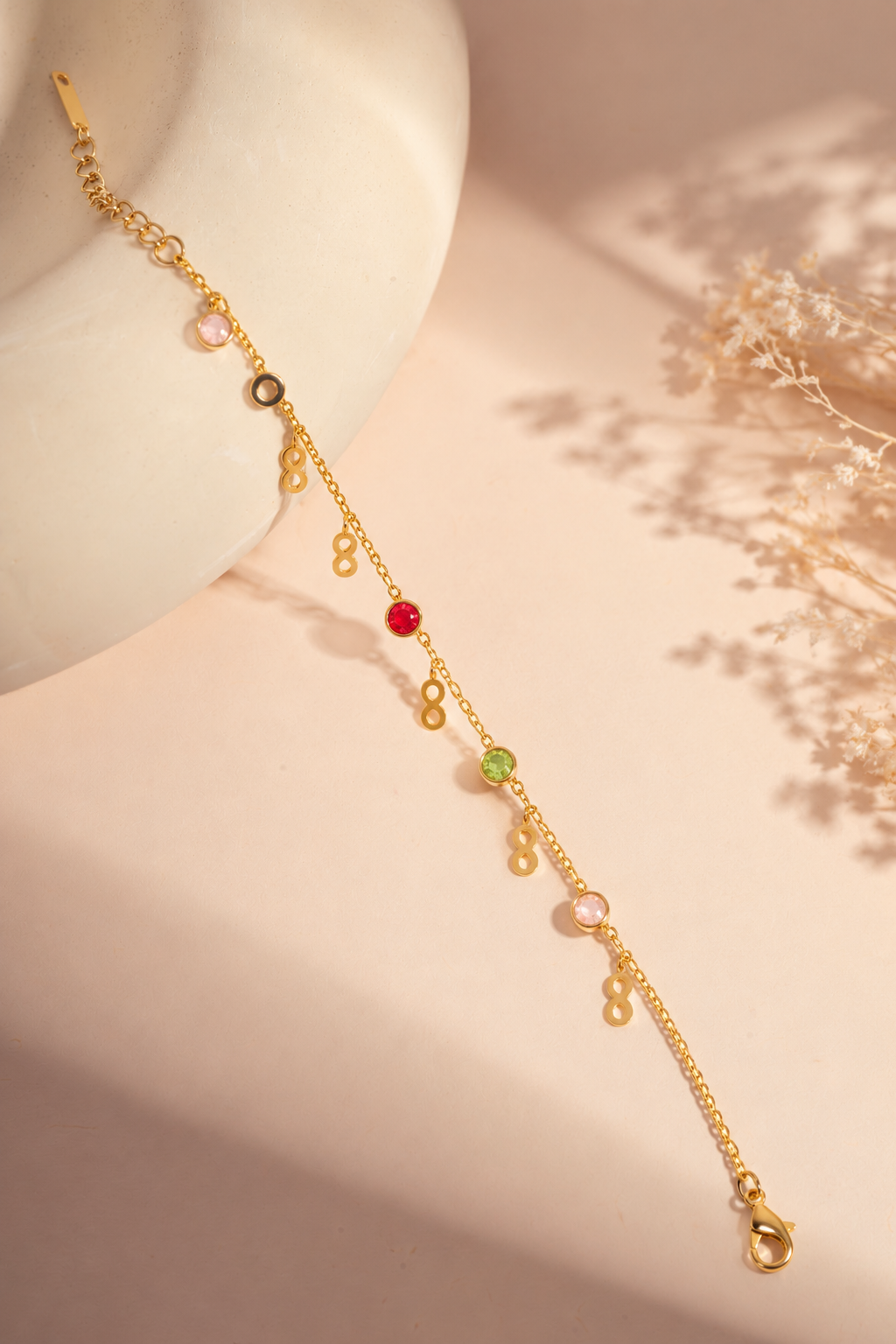 Multicolour Bead and Chain Drop Bracelet