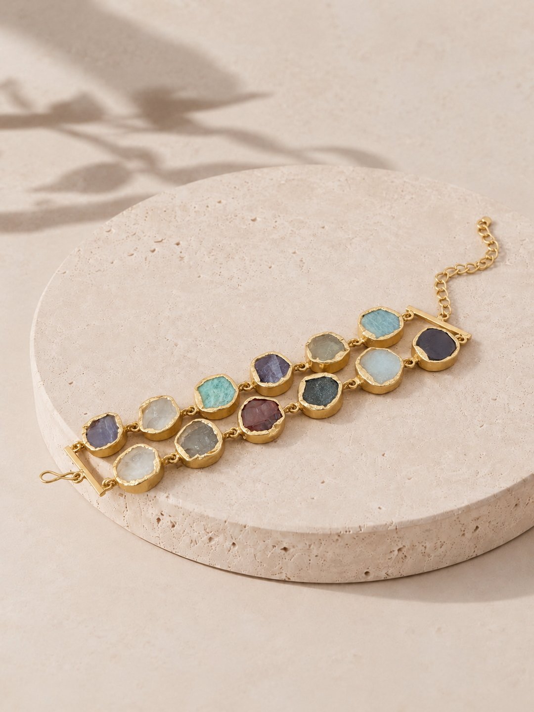 Multicolour Double Row Stone Bracelet