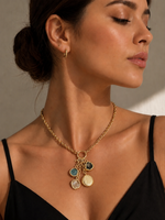 Load image into Gallery viewer, multicolour-stone-charm-cluster-necklace
