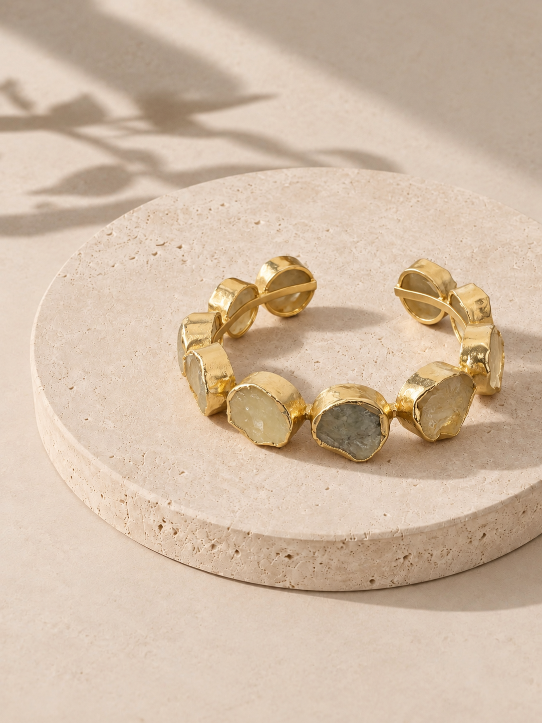 Muted multicolour stone cuff kada