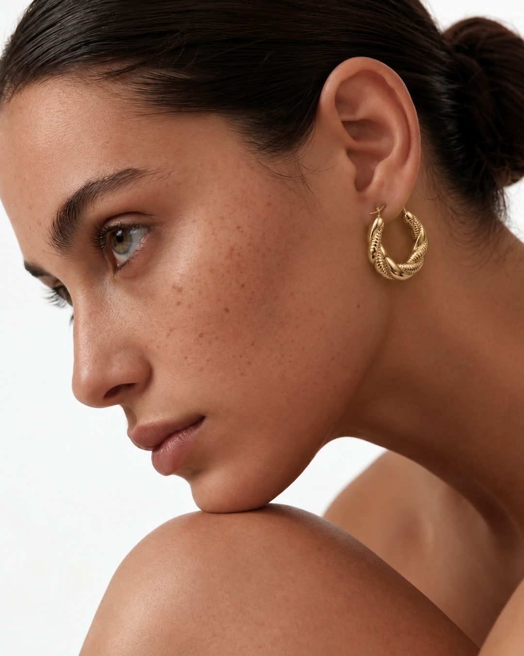 Open Leaf Wreath Hoop Earrings