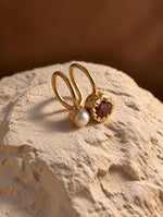 Load image into Gallery viewer, Purple Stone Twin Loop Ring
