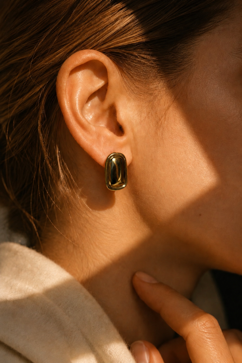 Sculpted Rectangle Stud Earrings