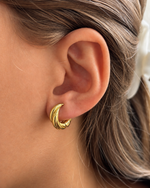Load image into Gallery viewer, Sculpted Wave Hoop Earrings
