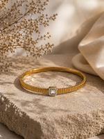 Load image into Gallery viewer, Square Stone Ribbed Kada
