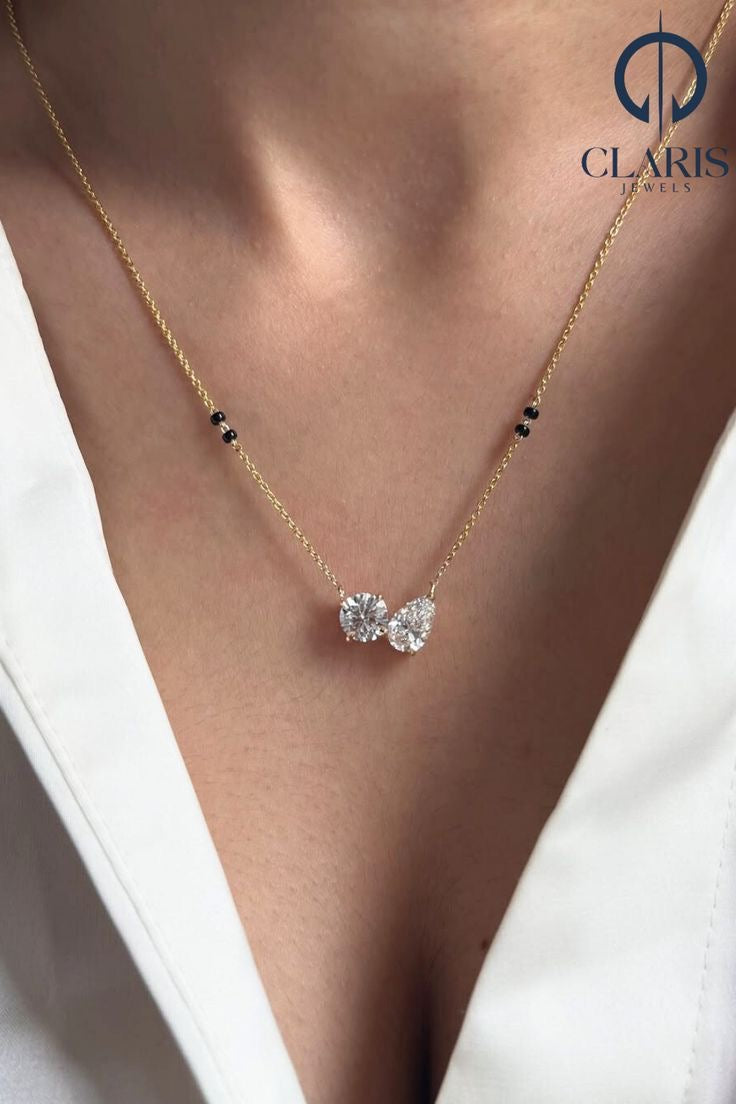 Twin stone bow mangalsutra